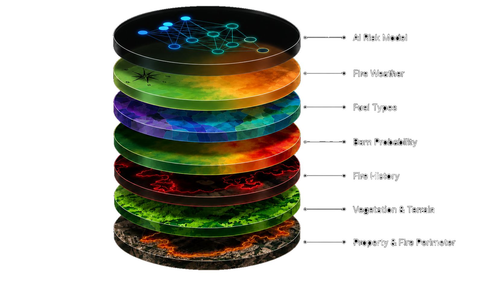 Multiple data layers Satelife combines into one wildfire risk score