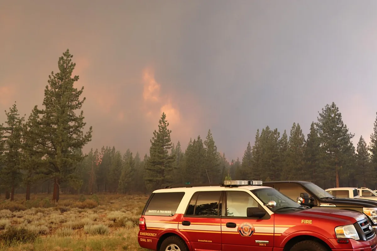 Tamarack Fire (2021) in Alpine County, California - Tamarack Fire from Turtle Rock Park Campground in Markleeville, California