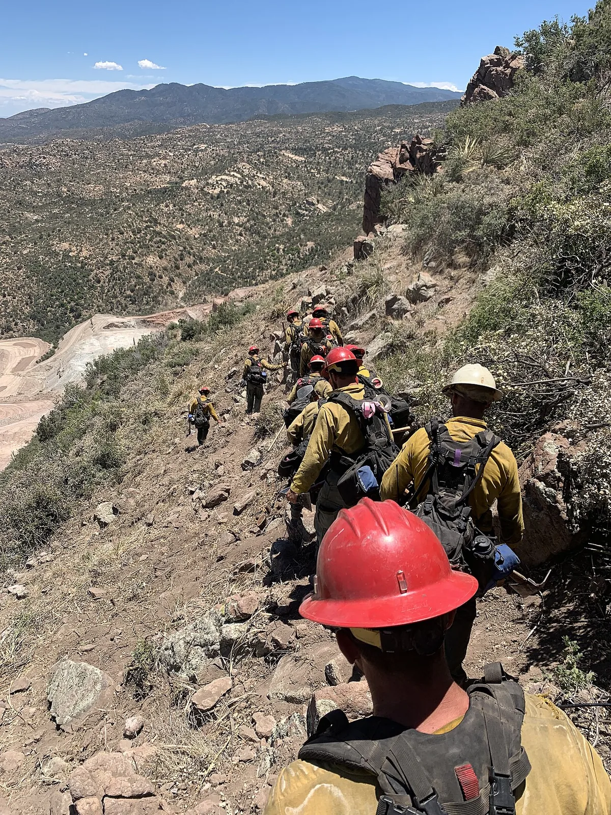 Woodbury Fire (2019) in Maricopa County, Arizona - The BLM Gila District's Safford Hand Crew works on the Woodbury Fire, Tonto National Forest, Arizona. Credit: BLM/Kress Sanders