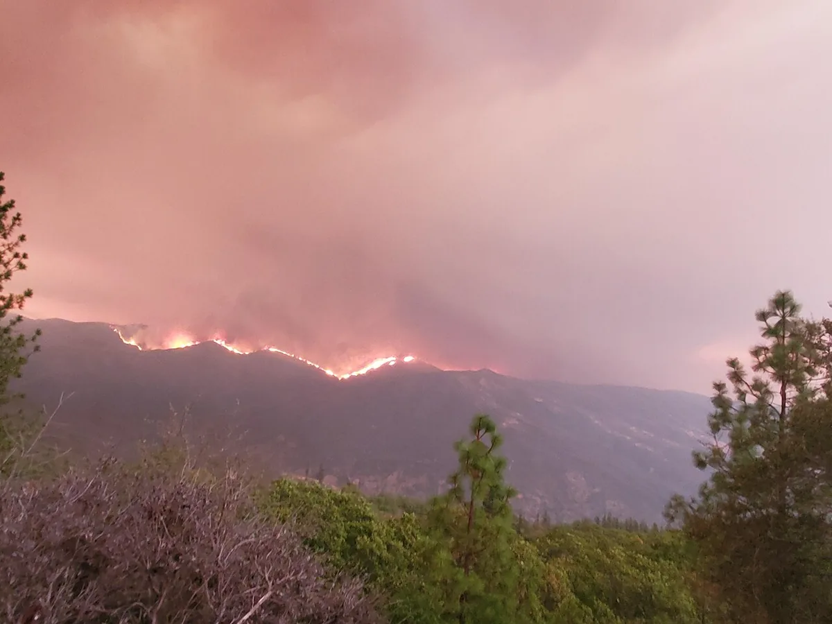 Doe Fire (2020) in Mendocino County, California - View of the August 2020 Doe Fire (later merged into the August Complex fires), looking south from Forest Highway 7 of the U.S. Men