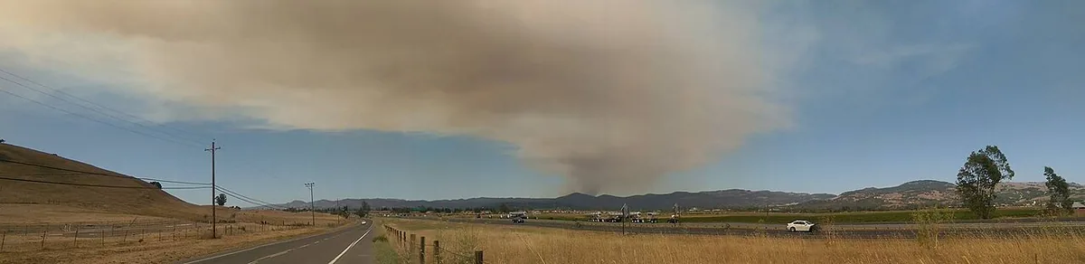 Wragg Fire (2015) in Solano County, California - 2015 Wragg Fire over Napa, California