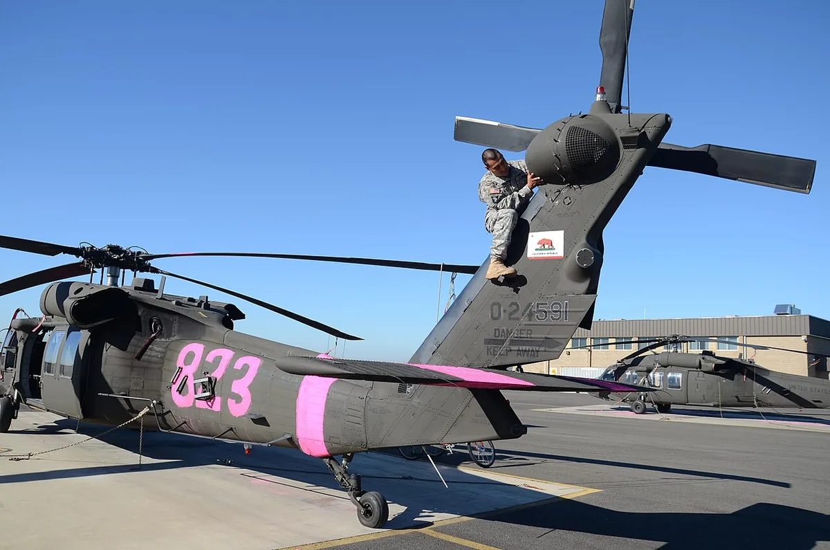 Rim Fire (2013) in Tuolumne County, California - Sgt. David Calderon, an aviation mechanic in the California Army National Guard’s Detachment 1, Company F, 2nd Battalion, 135th Ge